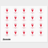 Sticker Rond HEUREUSE SAINTE-VALENTIN ! Coeur rouge (Feuille)