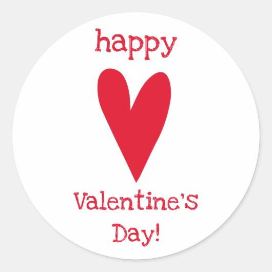 Sticker Rond HEUREUSE SAINTE-VALENTIN ! Coeur rouge (Devant)