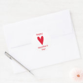 Sticker Rond HEUREUSE SAINTE-VALENTIN ! Coeur rouge (Enveloppe)