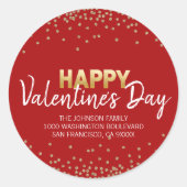 Sticker Rond HEUREUSE SAINTE-VALENTIN Confetti Parties scintill (Devant)