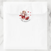Sticker Rond Heureuse Sainte-Valentin Cupid avec Coeurs rouges  (Sac)
