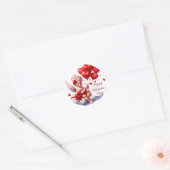 Sticker Rond Heureuse Sainte-Valentin cupide aux Coeurs rouges (Enveloppe)
