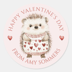 Sticker Rond Heureuse Sainte-Valentin Cute Hedgehog