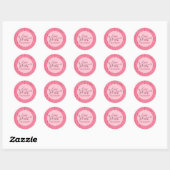 Sticker Rond Heureuse Sainte-Valentin d'amour rose moderne (Feuille)