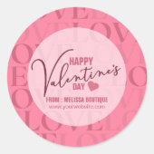 Sticker Rond Heureuse Sainte-Valentin d'amour rose moderne (Devant)