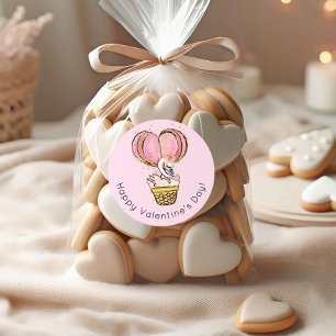 Sticker Rond Heureuse Sainte-Valentin de balloon à air chaud