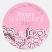Sticker Rond heureuse Sainte-Valentin de coeur rose pâle 3D (Devant)