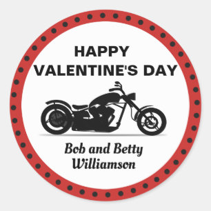 Sticker Rond Heureuse Sainte-Valentin de moto personnalisé
