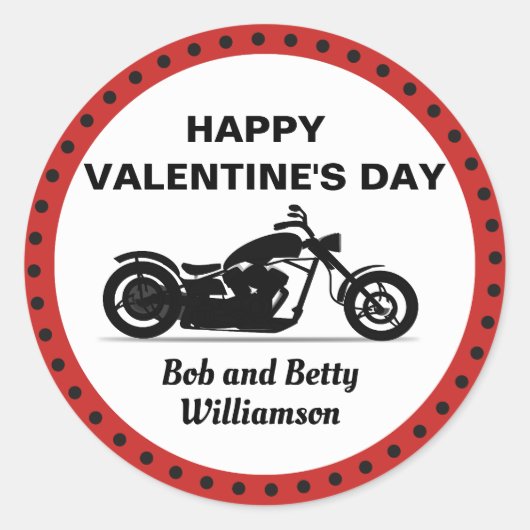 Sticker Rond Heureuse Sainte-Valentin de moto personnalisé (Devant)