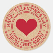 Sticker Rond Heureuse Sainte-Valentin de Name Kraft look papier (Devant)
