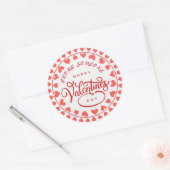 Sticker Rond Heureuse Sainte-Valentin de Nom coeur rouge amour (Enveloppe)