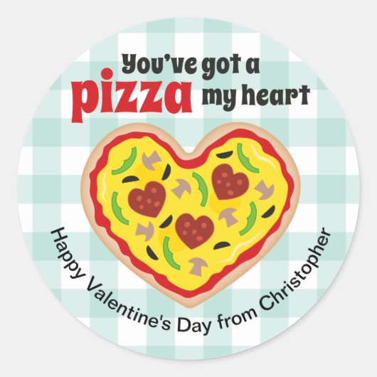 Sticker rond Heureuse Sainte-Valentin de pizza pou (Devant)