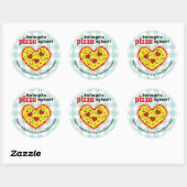 Sticker rond Heureuse Sainte-Valentin de pizza pou (Feuille)