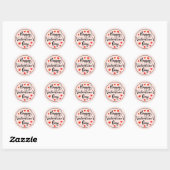 Sticker Rond Heureuse Sainte-Valentin de script rouge avec coeu (Feuille)