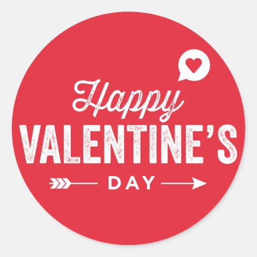 Sticker Rond Heureuse Sainte-Valentin de typographie rustique r (Devant)