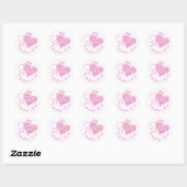 Sticker Rond Heureuse Sainte-Valentin des Coeurs violets roses (Feuille)