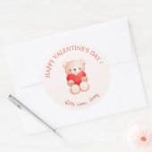 Sticker Rond Heureuse Sainte-Valentin du coeur de l'ours mou (Enveloppe)