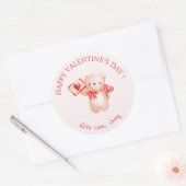 Sticker Rond Heureuse Sainte-Valentin du coeur de l'ours mou (Enveloppe)