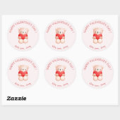 Sticker Rond Heureuse Sainte-Valentin du coeur de l'ours mou (Feuille)