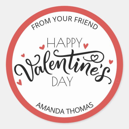 Sticker Rond Heureuse Sainte-Valentin Elegant (Devant)