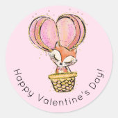 Sticker Rond Heureuse Sainte-Valentin Hot Air Balloon Fox (Devant)