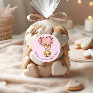 Sticker Rond Heureuse Sainte-Valentin Hot Air Balloon Fox