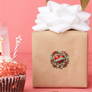 Sticker Rond Heureuse Sainte-Valentin, Illustration décorative,