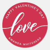 Sticker Rond Heureuse Sainte-Valentin Love-Lettering (Devant)