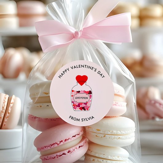 Sticker Rond Heureuse Sainte-Valentin Love Potion Personnalisé