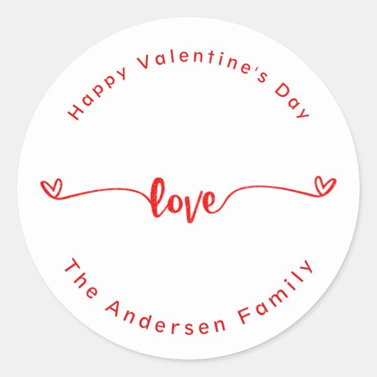 Sticker Rond Heureuse Sainte-Valentin Love Script Holiday (Devant)