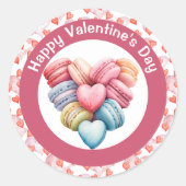 Sticker Rond Heureuse Sainte-Valentin Macaron Heart (Devant)