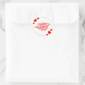 Sticker Rond Heureuse Sainte-Valentin moderne illustré d'or rou (Sac)