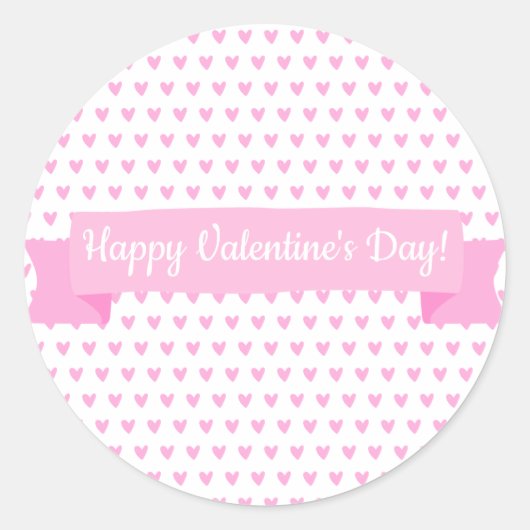 Sticker Rond Heureuse Sainte-Valentin | Motif de Coeurs roses m (Devant)
