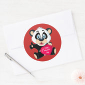 Sticker Rond Heureuse Sainte-Valentin Panda Bear (Enveloppe)