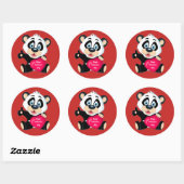 Sticker Rond Heureuse Sainte-Valentin Panda Bear (Feuille)