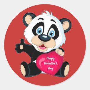 Sticker Rond Heureuse Sainte-Valentin Panda Bear