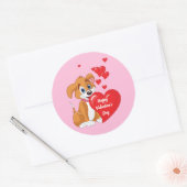 Sticker Rond Heureuse Sainte-Valentin Puppy (Enveloppe)