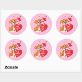 Sticker Rond Heureuse Sainte-Valentin Puppy (Feuille)