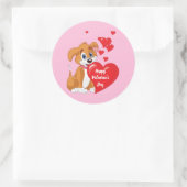 Sticker Rond Heureuse Sainte-Valentin Puppy (Sac)
