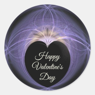 Sticker Rond Heureuse Sainte-Valentin Purple Gold Heart Fractal