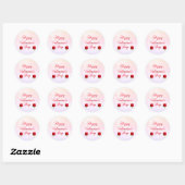 Sticker Rond Heureuse Sainte-Valentin Soft Pastel Red Roses (Feuille)