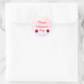 Sticker Rond Heureuse Sainte-Valentin Soft Pastel Red Roses (Sac)