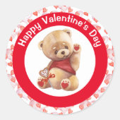 Sticker Rond Heureuse Sainte-Valentin Teddy Coeurs d'ours (Devant)