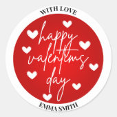 Sticker Rond Heureuse Sainte-Valentin Whit Coeurs blancs (Devant)