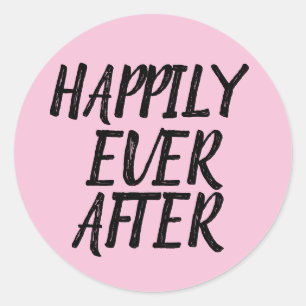 STICKER ROND HEUREUSEMENT JAMAIS APRÈS LES BÂTIMENTS DE MARIAGE