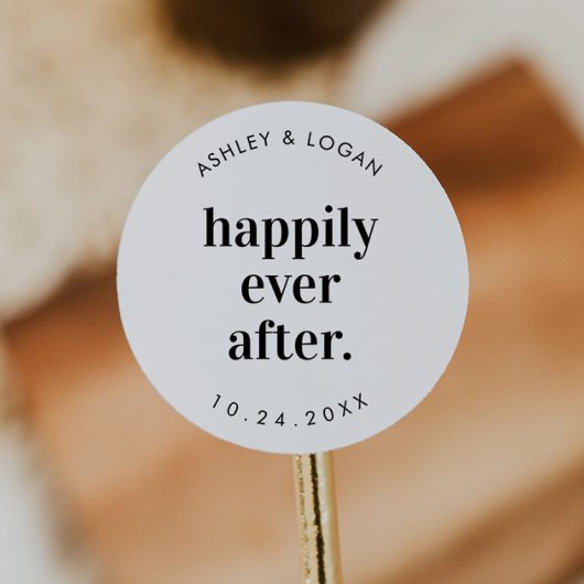 Sticker Rond Heureusement Jamais Après Mariage Faveur