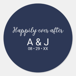 Sticker Rond Heureusement que jamais après bleu blanc Mariage M