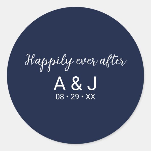 Sticker Rond Heureusement que jamais après bleu blanc Mariage M (Devant)