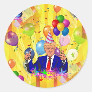Sticker Rond heureux anniversaire donald trump