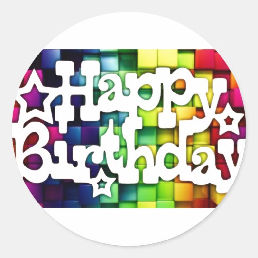 Sticker Rond Heureux Anniversaire - Happy Birthday (Devant)